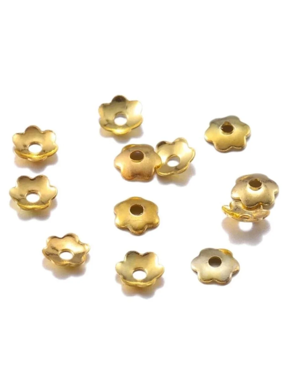 100 Gold 14K Plated 4mm Scalloped Flower Bead Caps Wholesale Lot
